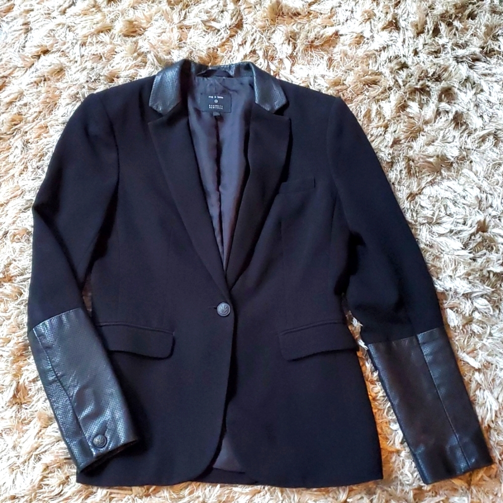 RAG & BONE leather sleeves blazer